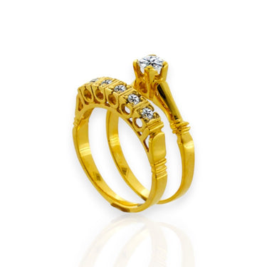 Juego de anillos de compromiso tradicionales en oro 10k o 14k para mujer